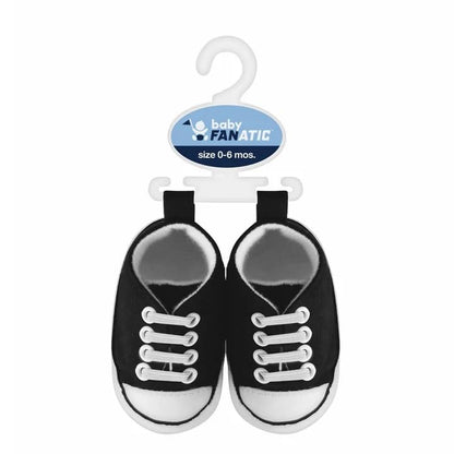 Bottom view showing gripper soles on Baby Fanatic infant shoes