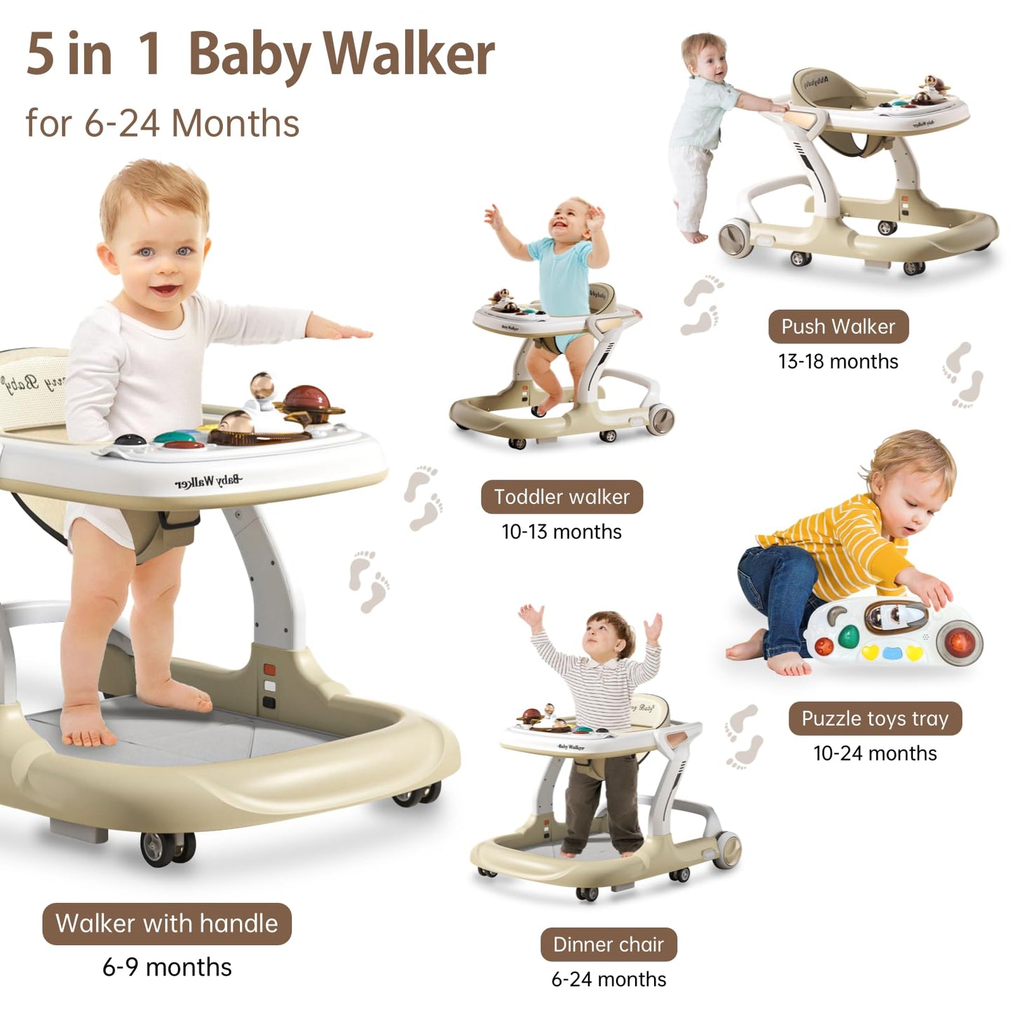 Aobalvn Baby Walker activity tray with music buttons