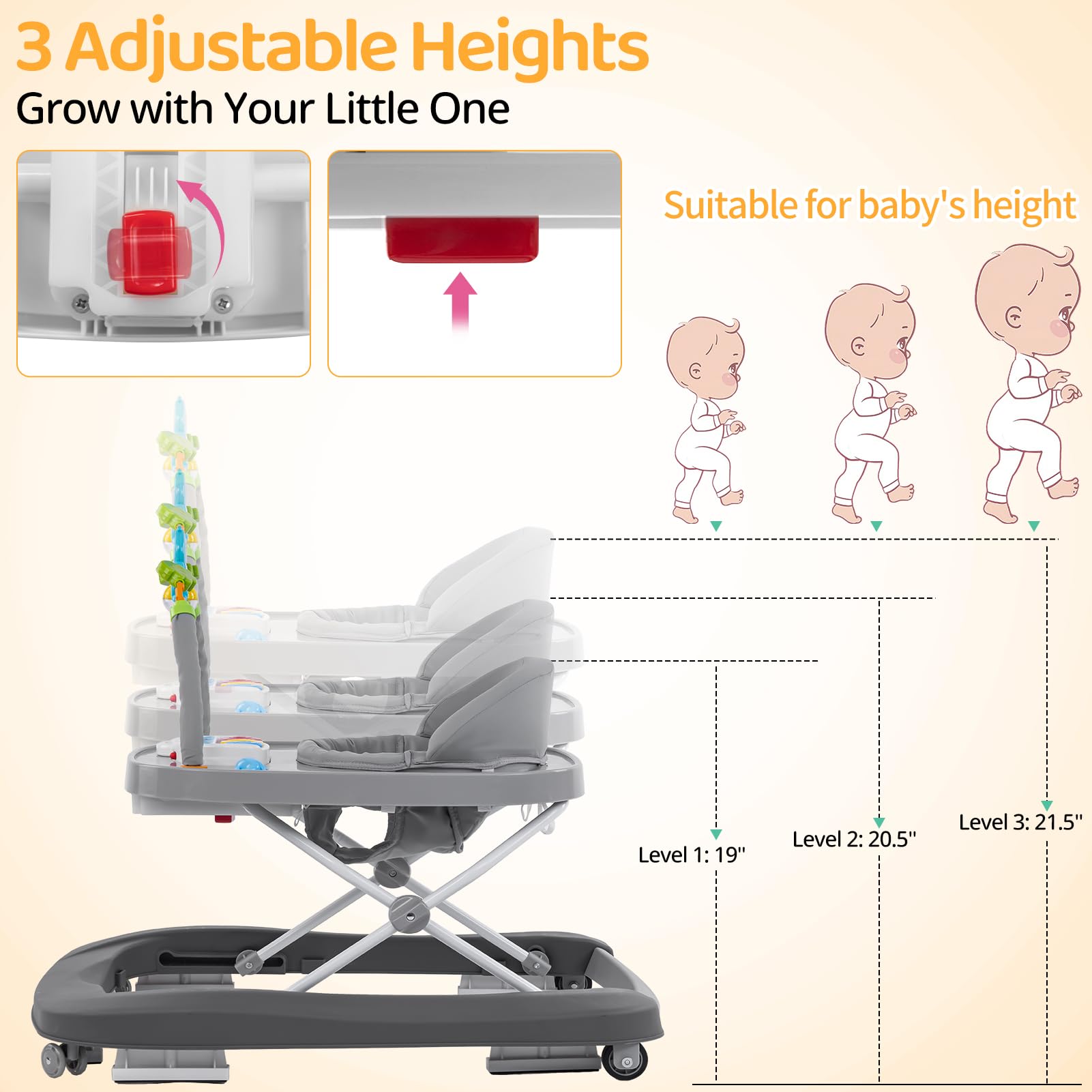 Compact foldable design of Jozhixiao baby walker