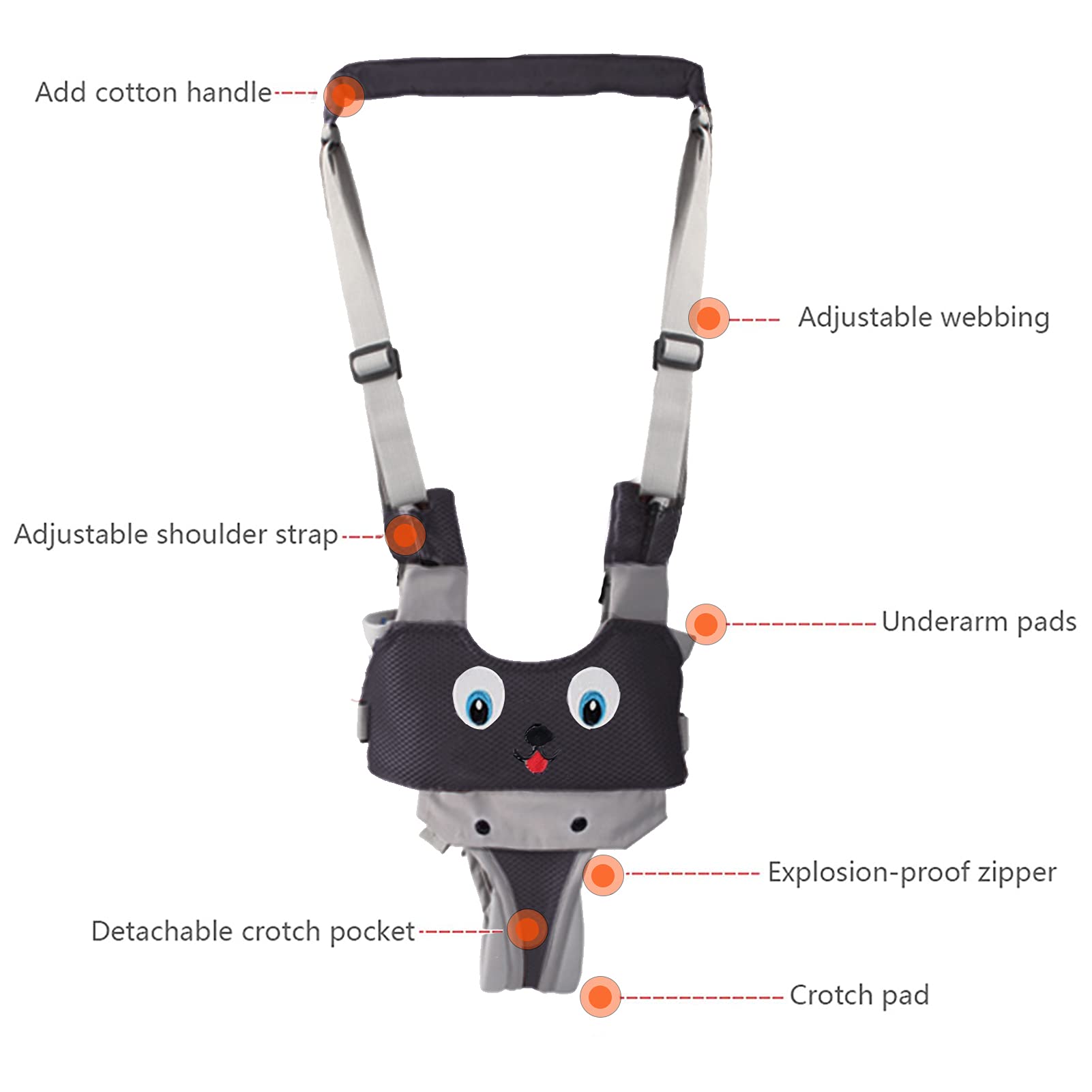 Adjustable straps on Iulonee toddler walking helper