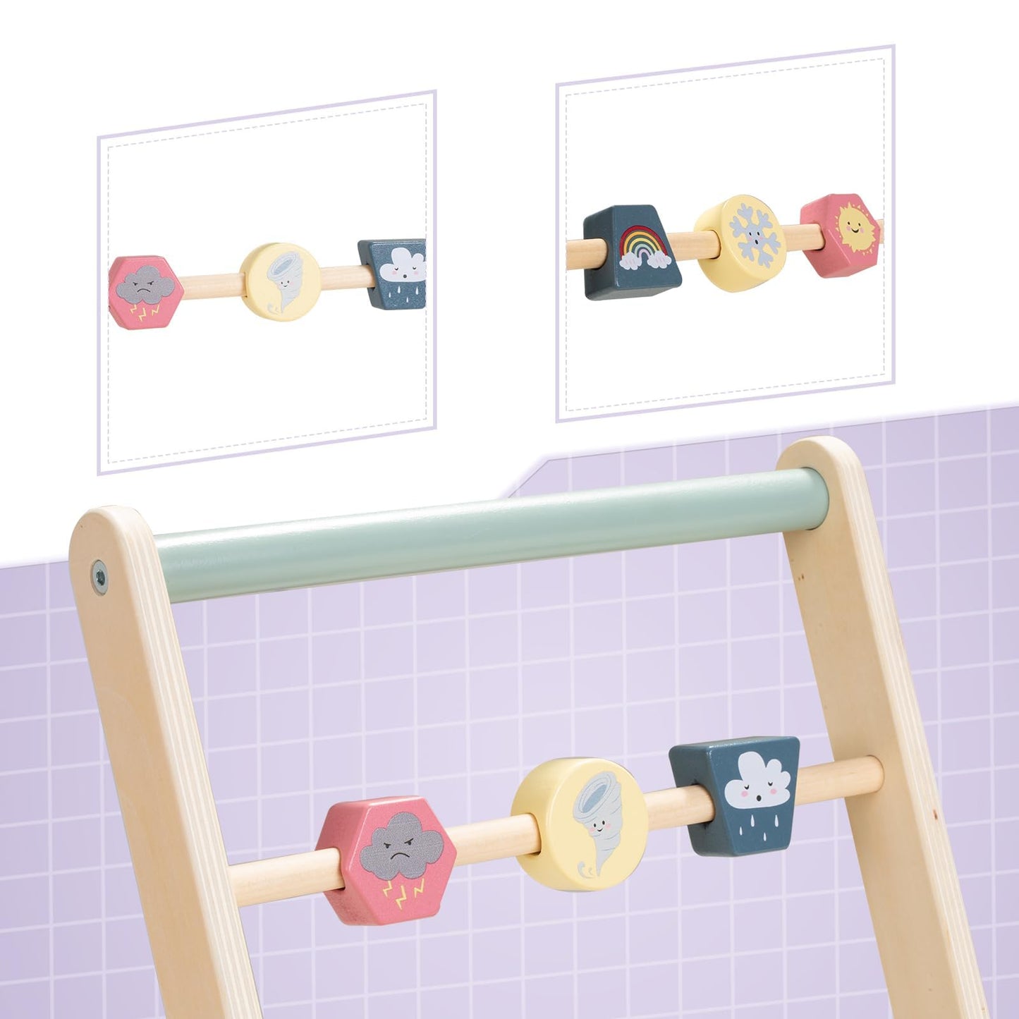 High quality birch wood construction of pony baby walker
