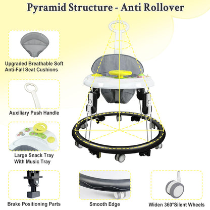 Side view of foldable baby walker for toddlers