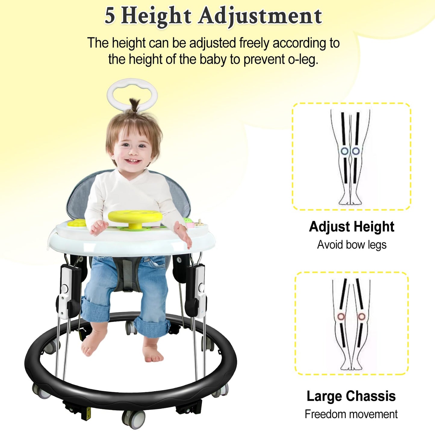 Anti-rollover base of Crosde baby walker