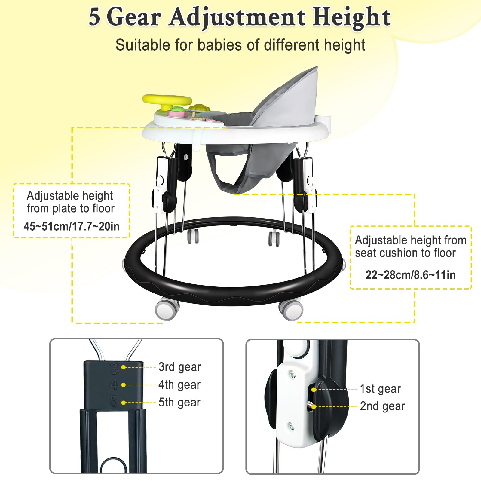 Crosde walker showing compact folding mechanism
