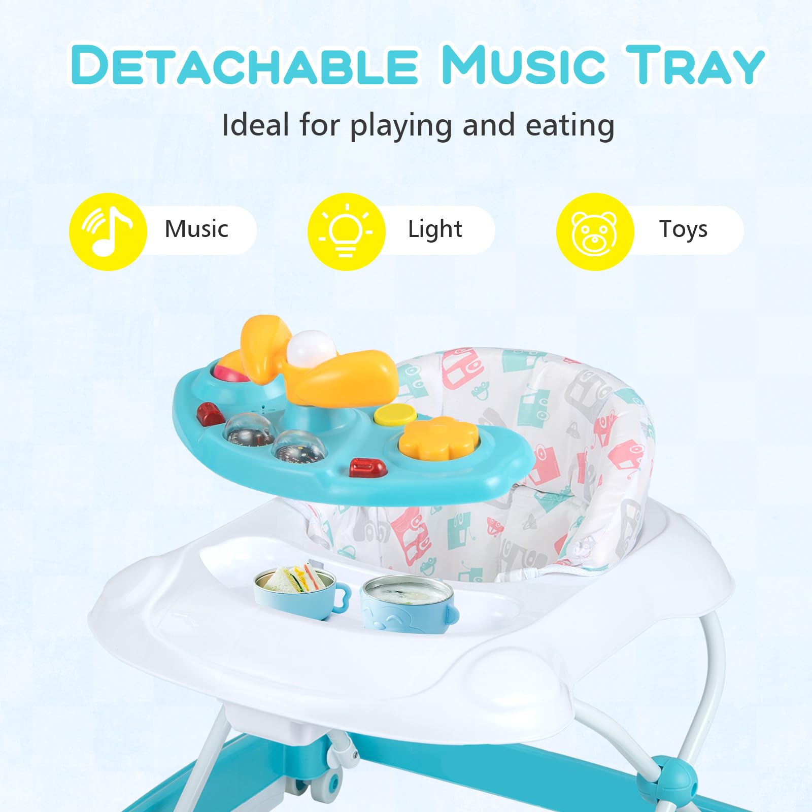 Folded Baby Joy activity walker for storage