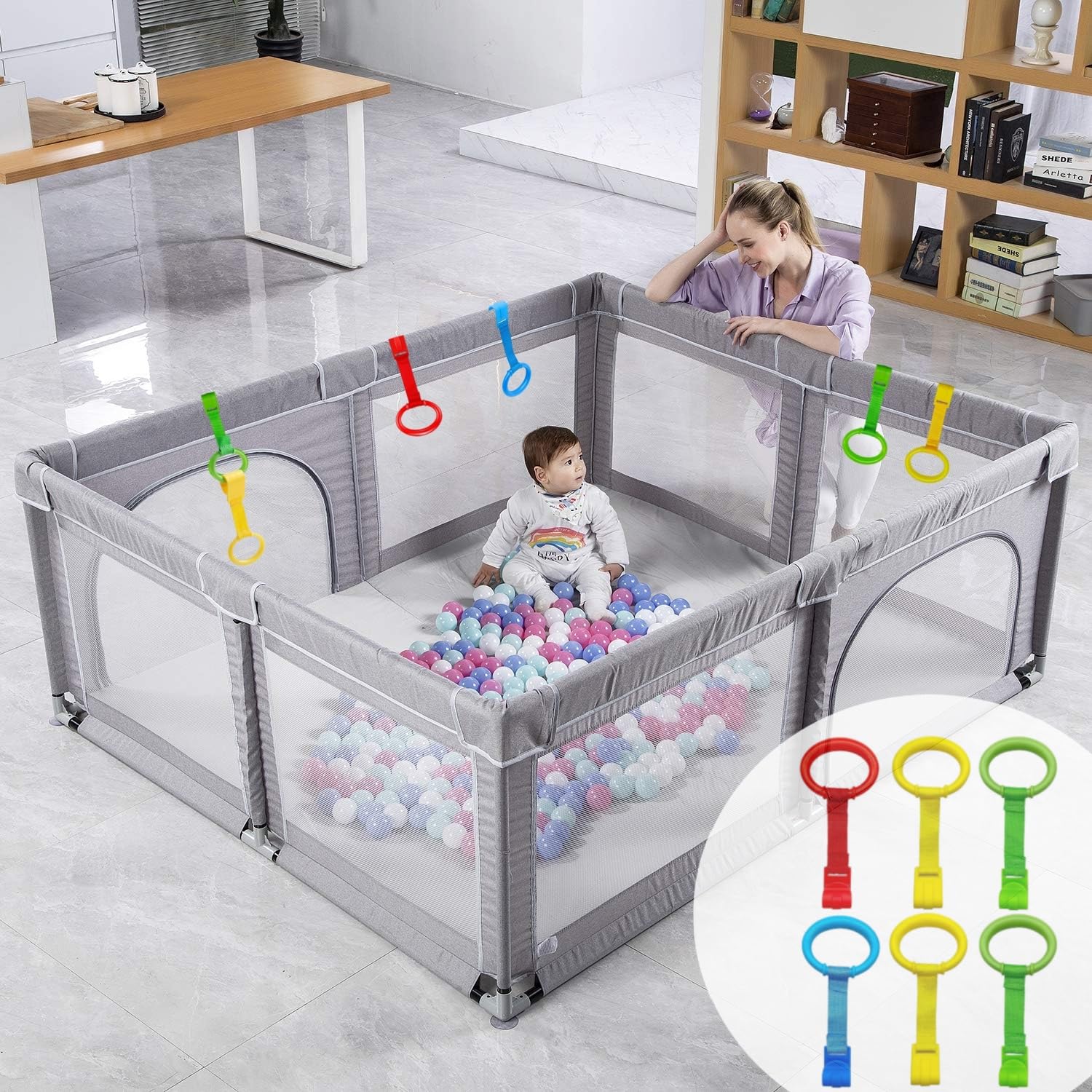 Set of 6 durable plastic pull up rings for toddlers