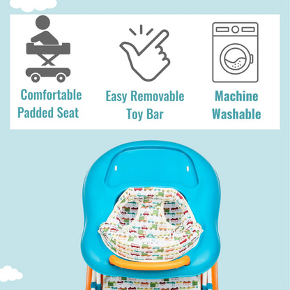 Rear view of Dream On Me Go-Getter baby walker with safety features