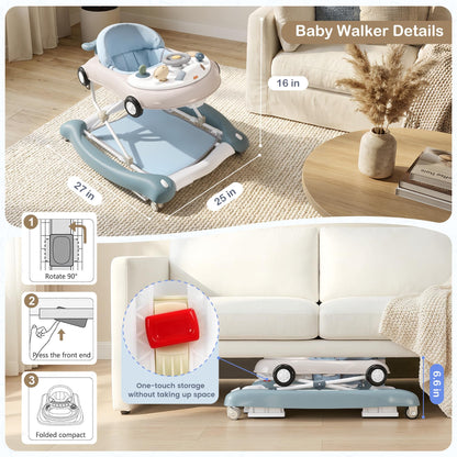 Folded Babhamness baby walker for compact storage