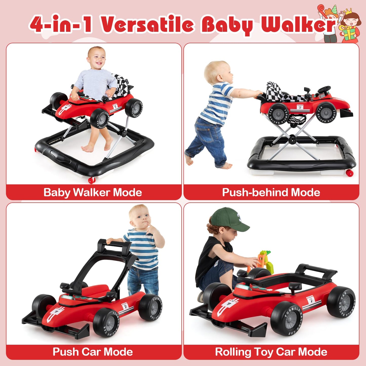 Honey Joy foldable infant activity walker side profile