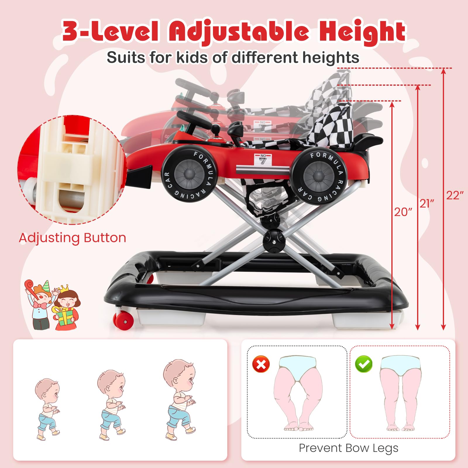 Honey Joy baby walker folded for easy storage