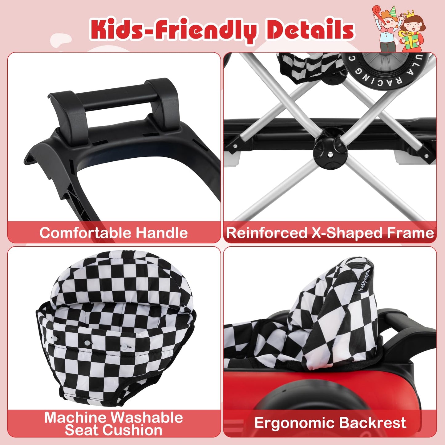 Honey Joy baby walker seat cushion detail