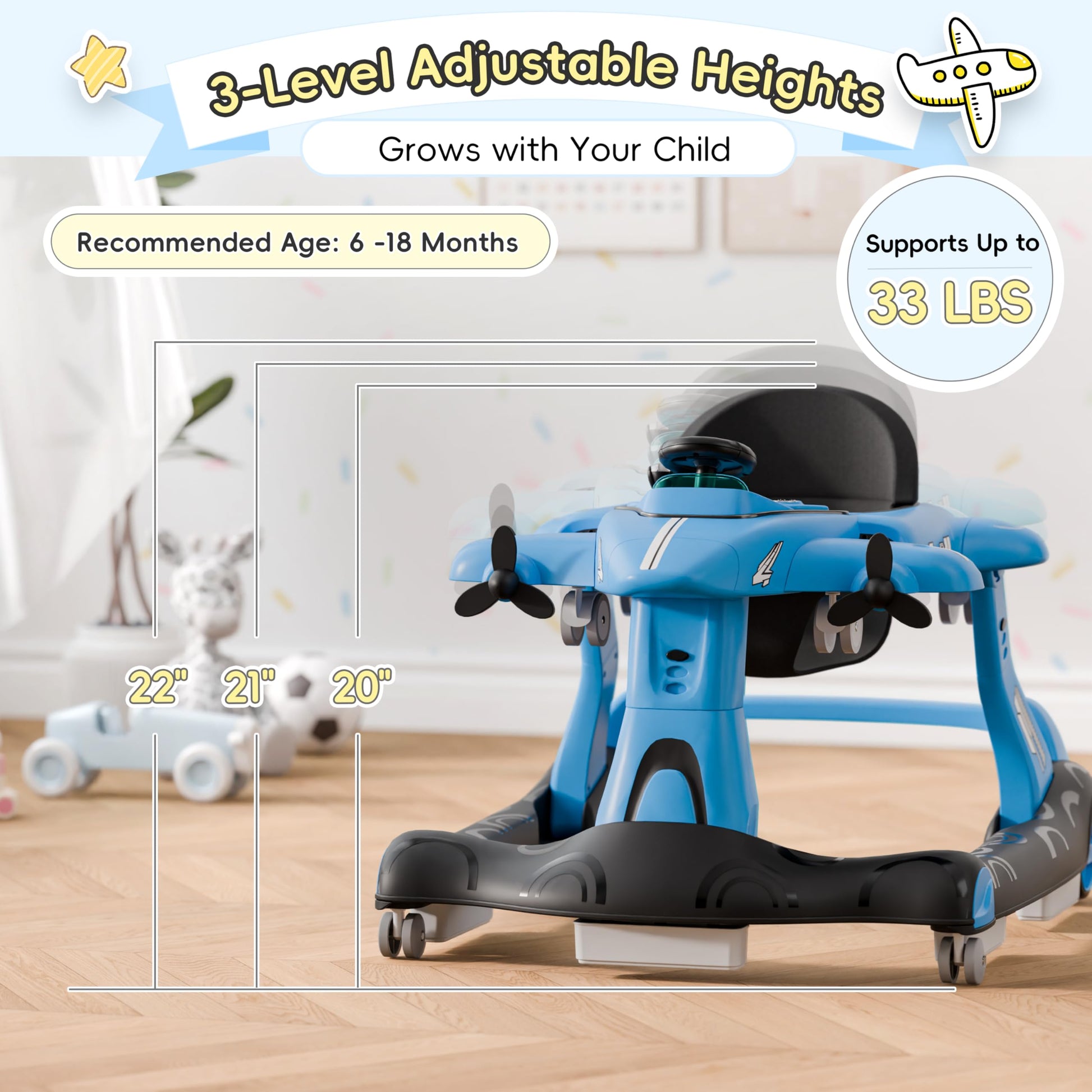Folded Xilingol 6-in-1 baby walker showing compact storage