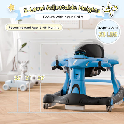 Folded Xilingol 6-in-1 baby walker showing compact storage