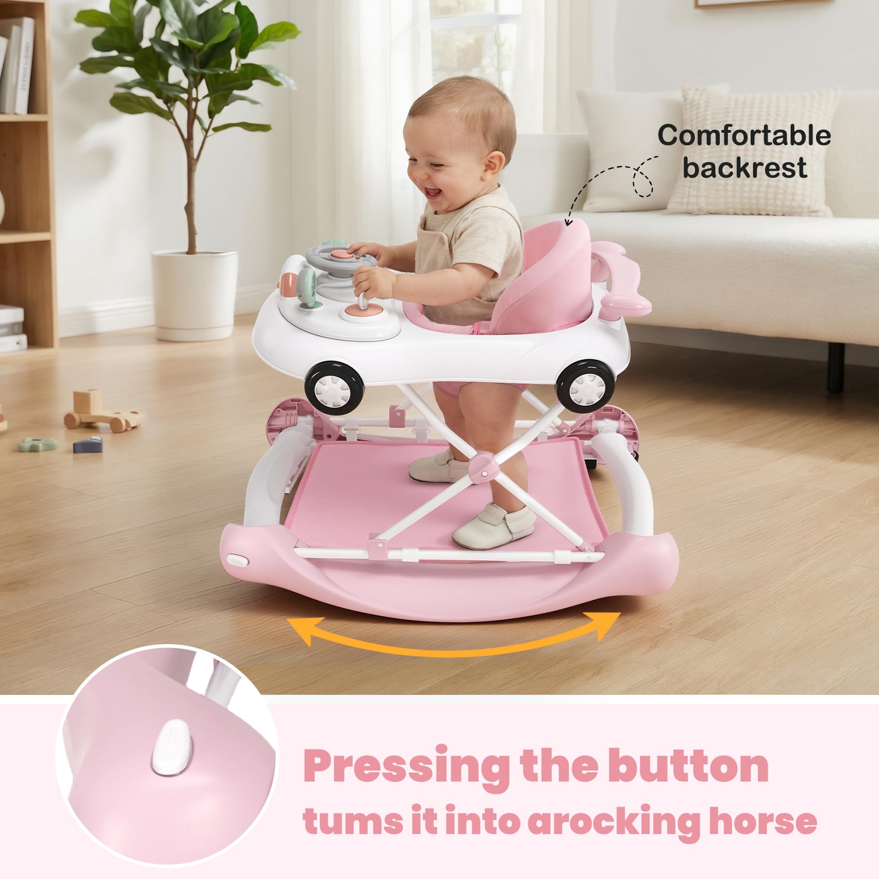 Hyes 5-in-1 activity center in pink colorway