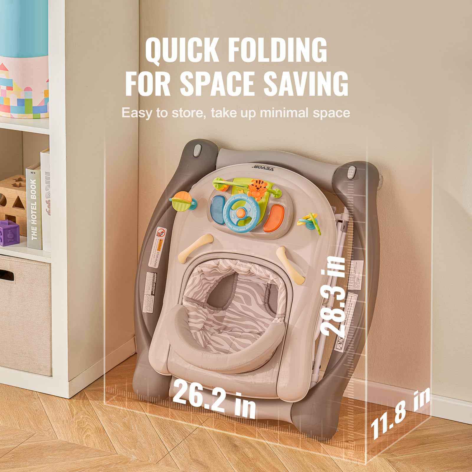 Vevor baby walker folded flat for compact storage