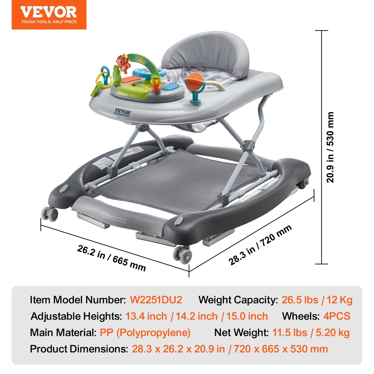 Rear view of walk-behind mode setup for toddlers