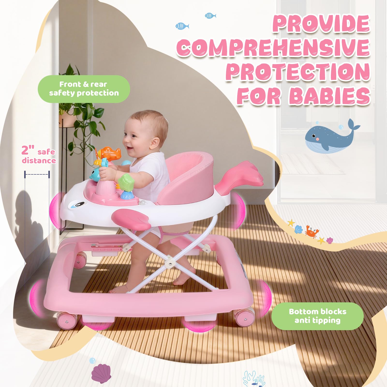 Watermoon baby walker folded for compact storage