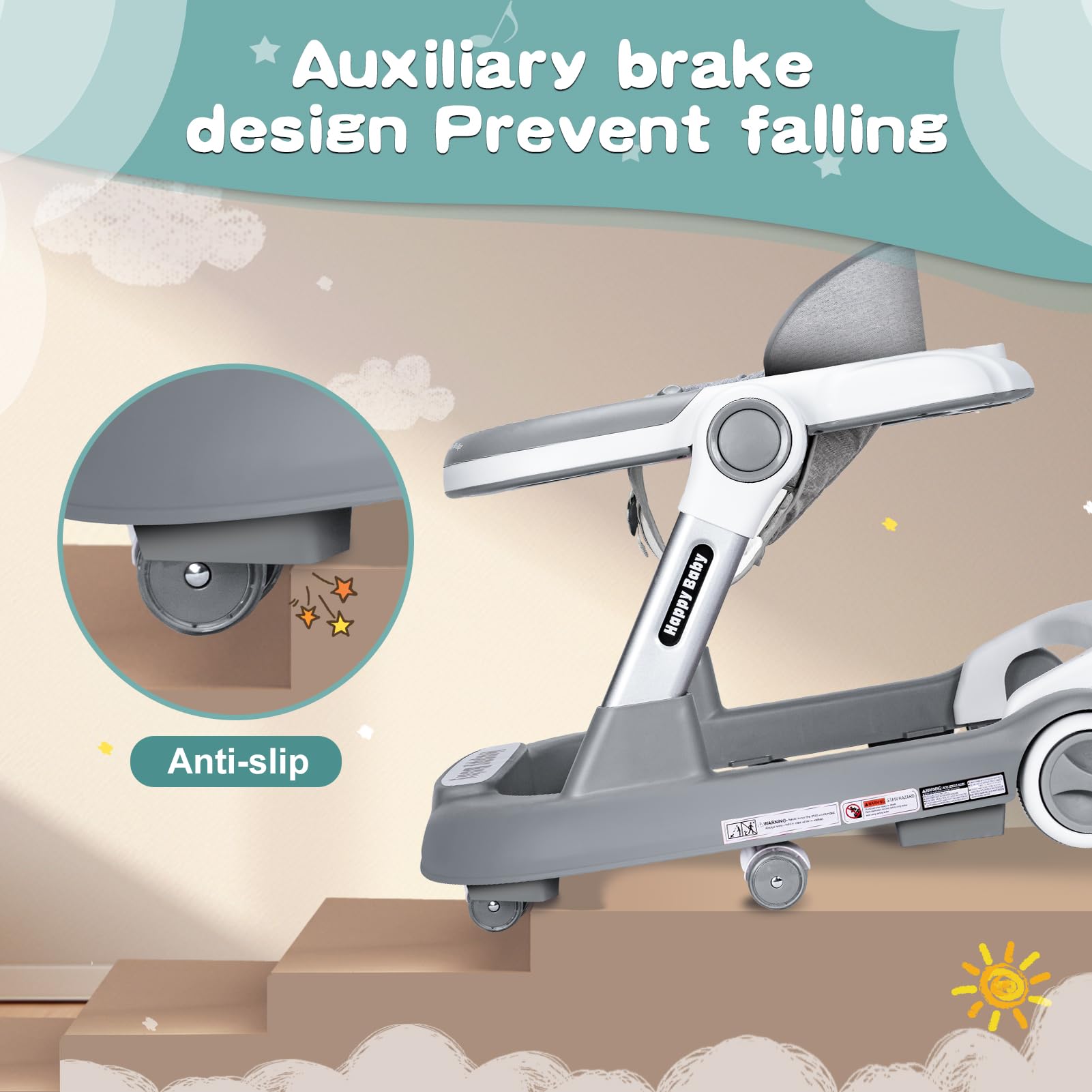 Close up of anti-fall safety features