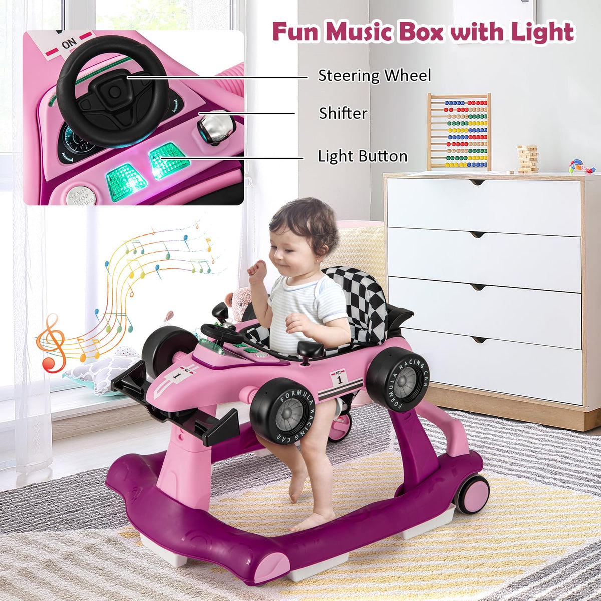 Honey Joy 4-in-1 baby walker converted into push-behind mode