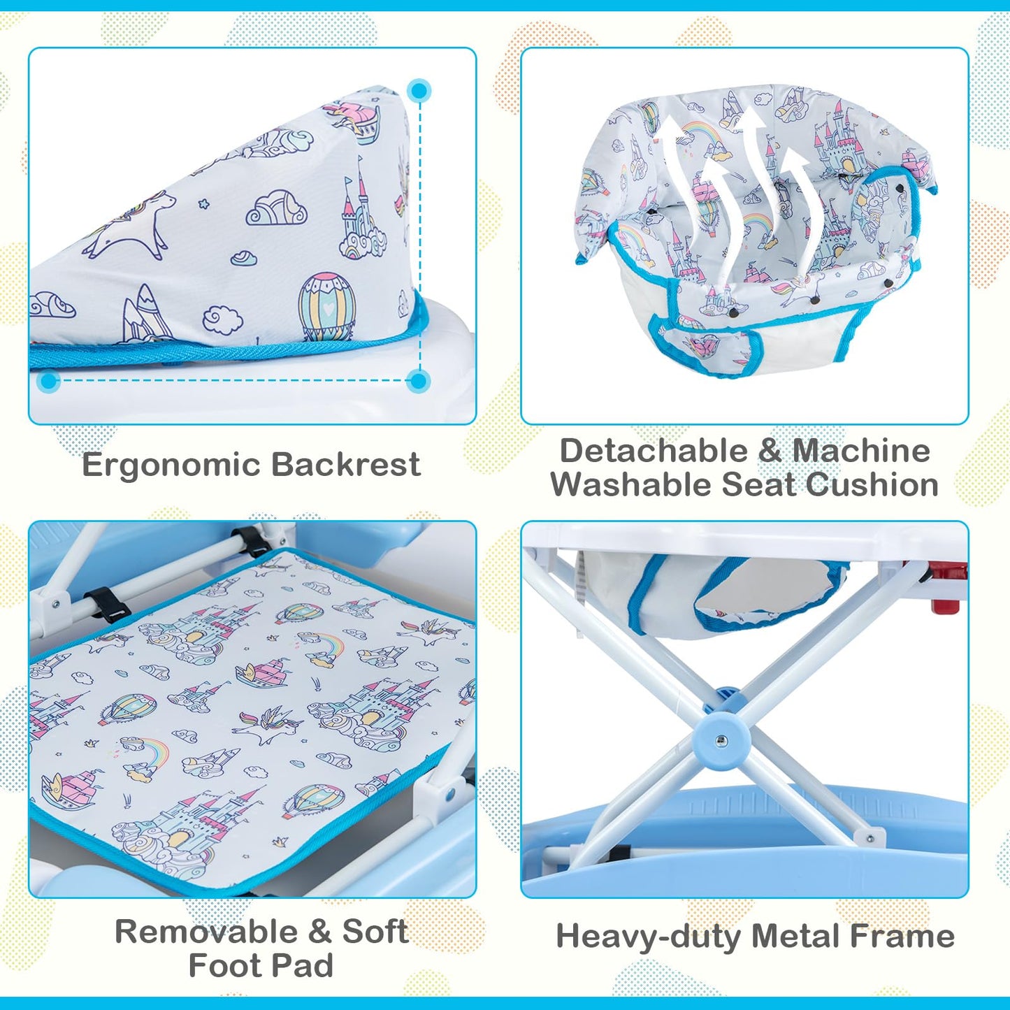 Foldable design of Goplus 6-in-1 baby walker for storage
