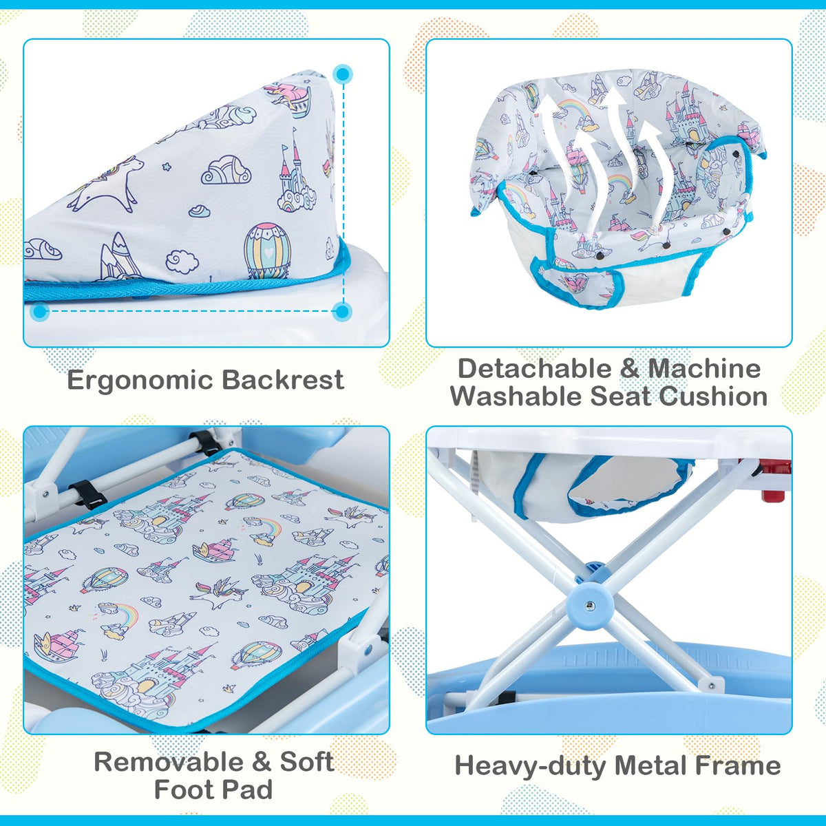 Goplus toddler push walker rear view with speed reduction wheels