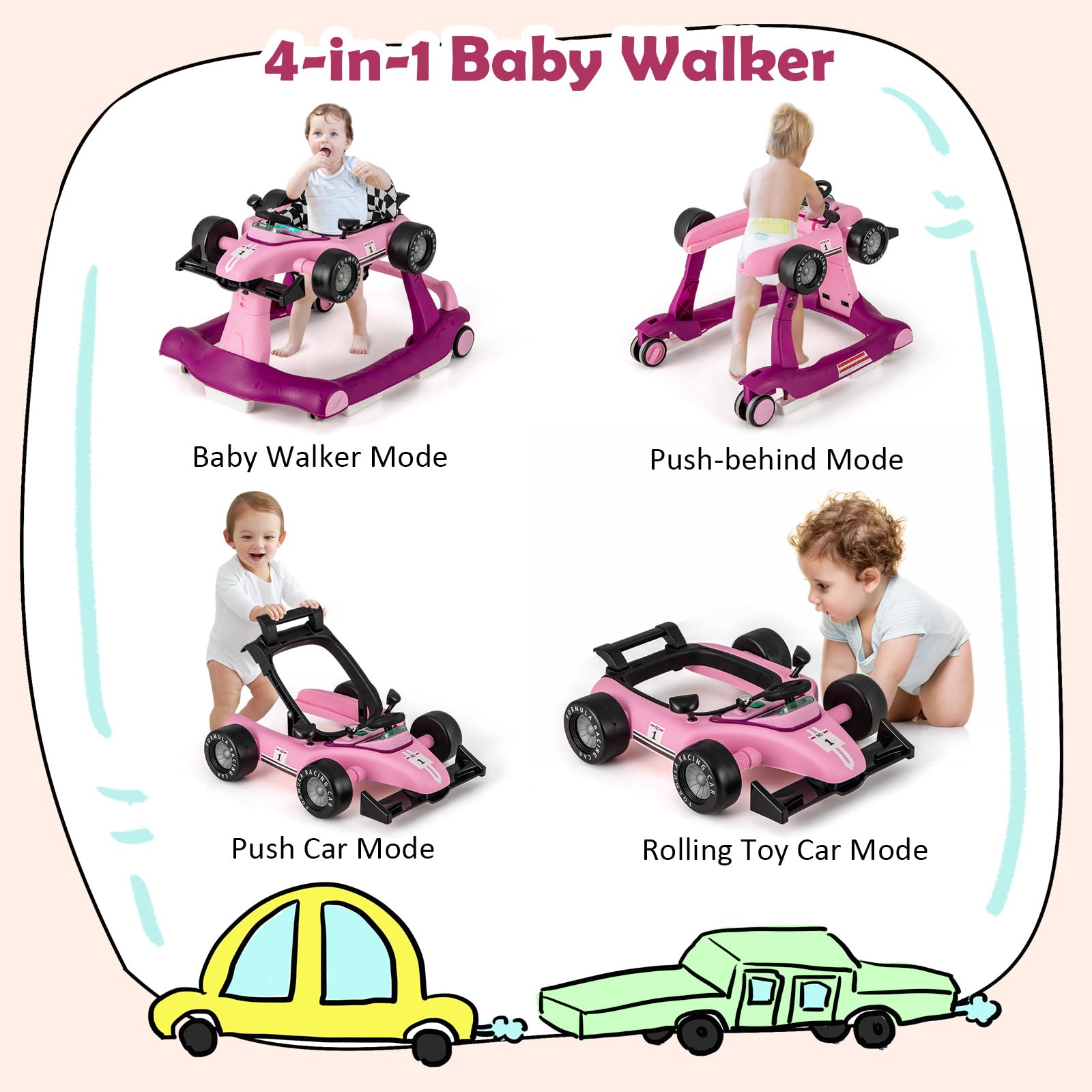 Close up of baby walker musical activity center tray