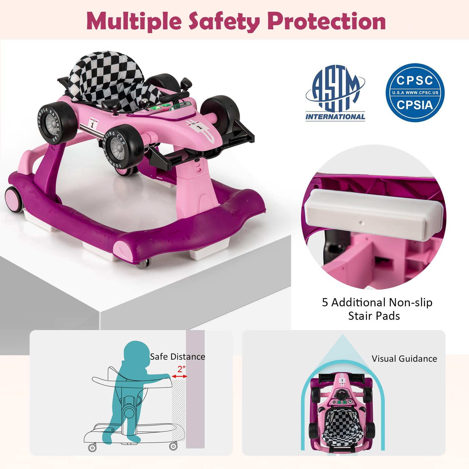 Adjustable height mechanism on Honey Joy baby walker