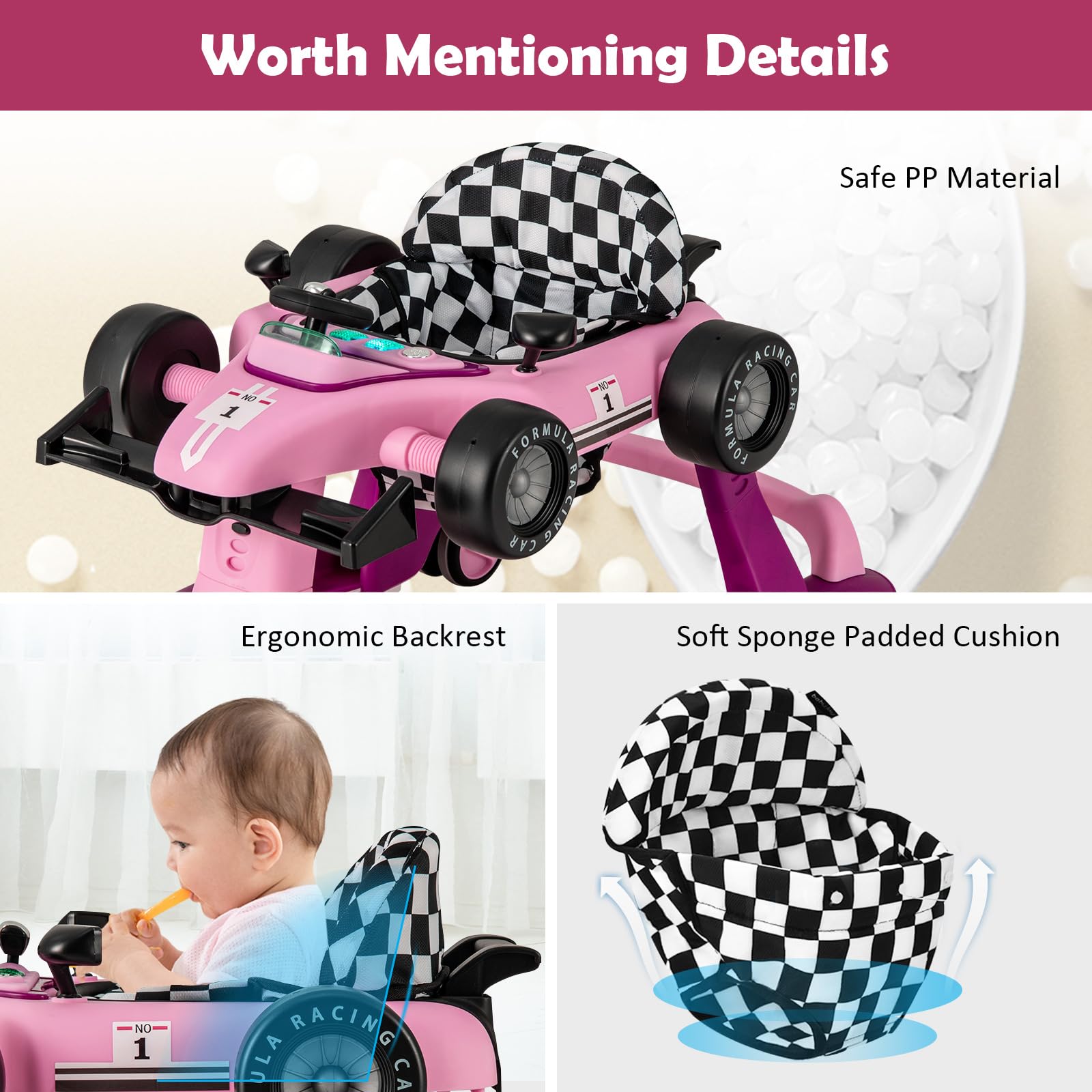 Folded configuration of 4-in-1 baby walker for storage