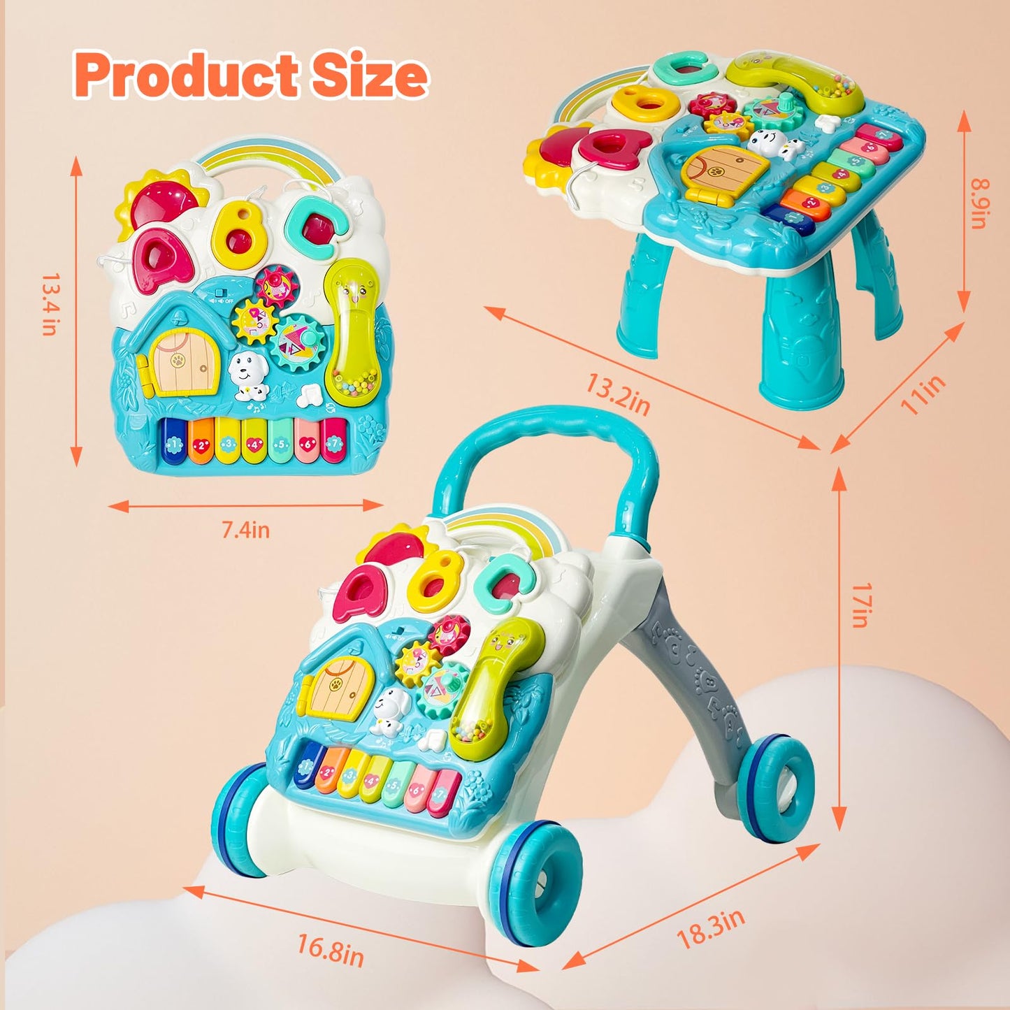 Side profile of Cuterabit blue baby walker structure