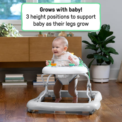 Side profile of Ingenuity activity walker with toys