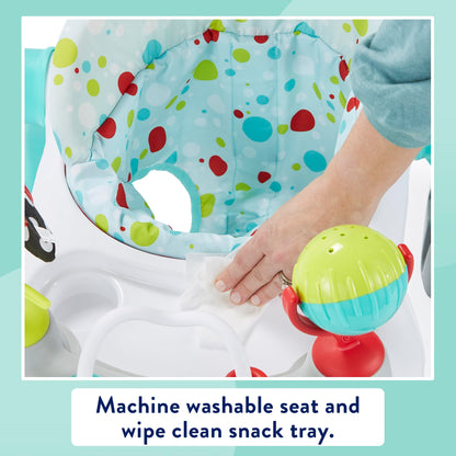 Folded Kolcraft Tiny Steps walker showing compact storage capability