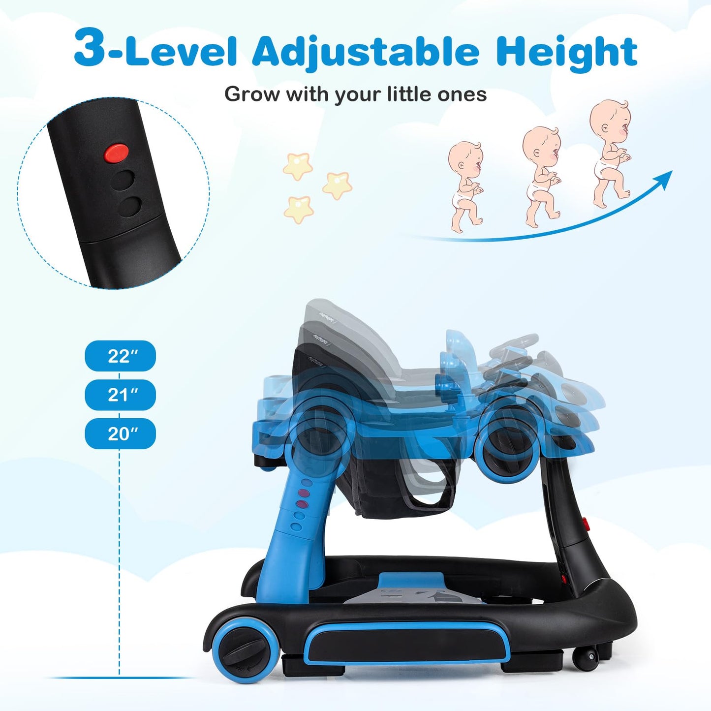 Foldable design of Baby Joy 7-in-1 baby walker
