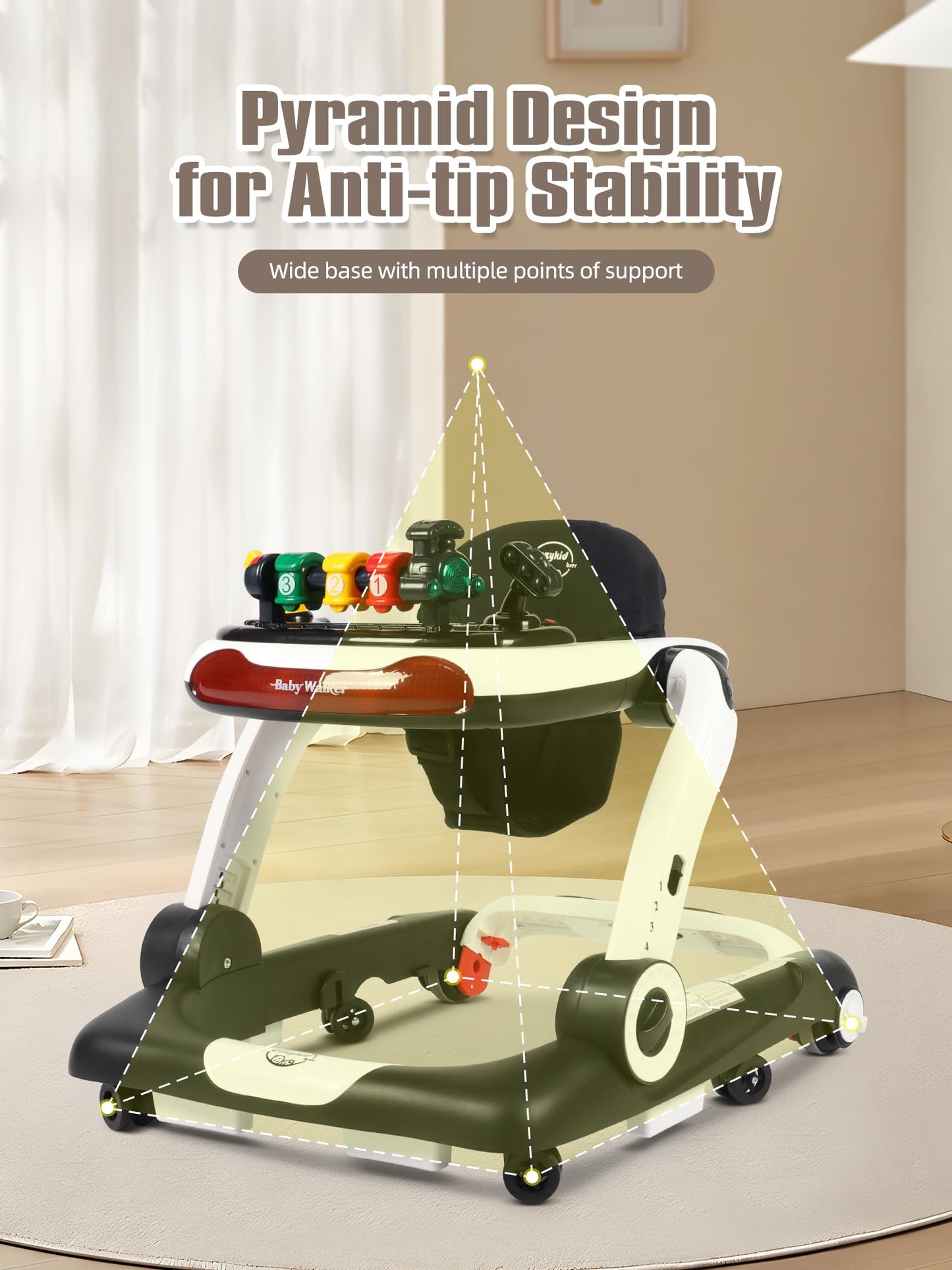 Biusikan baby walker with safety foot pads and wheels