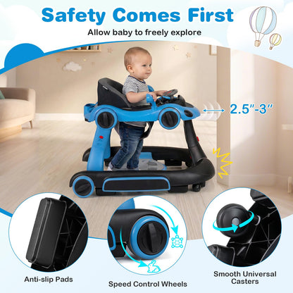 Close up of Baby Joy baby walker parent handle and canopy