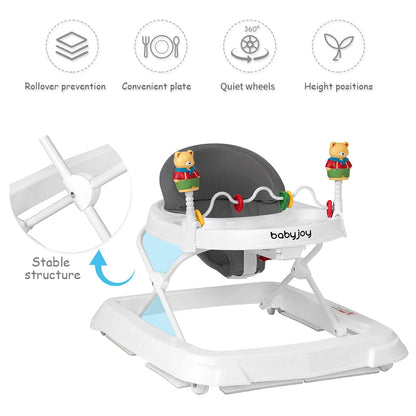 Side profile of Baby Joy gray baby walker