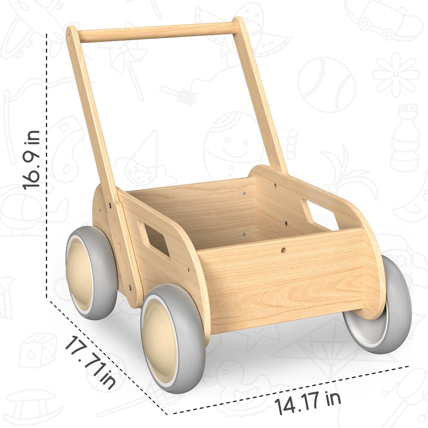 Homekol wooden baby walker in a bright playroom