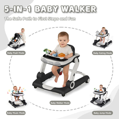 Close up of interactive light and music buttons on baby walker