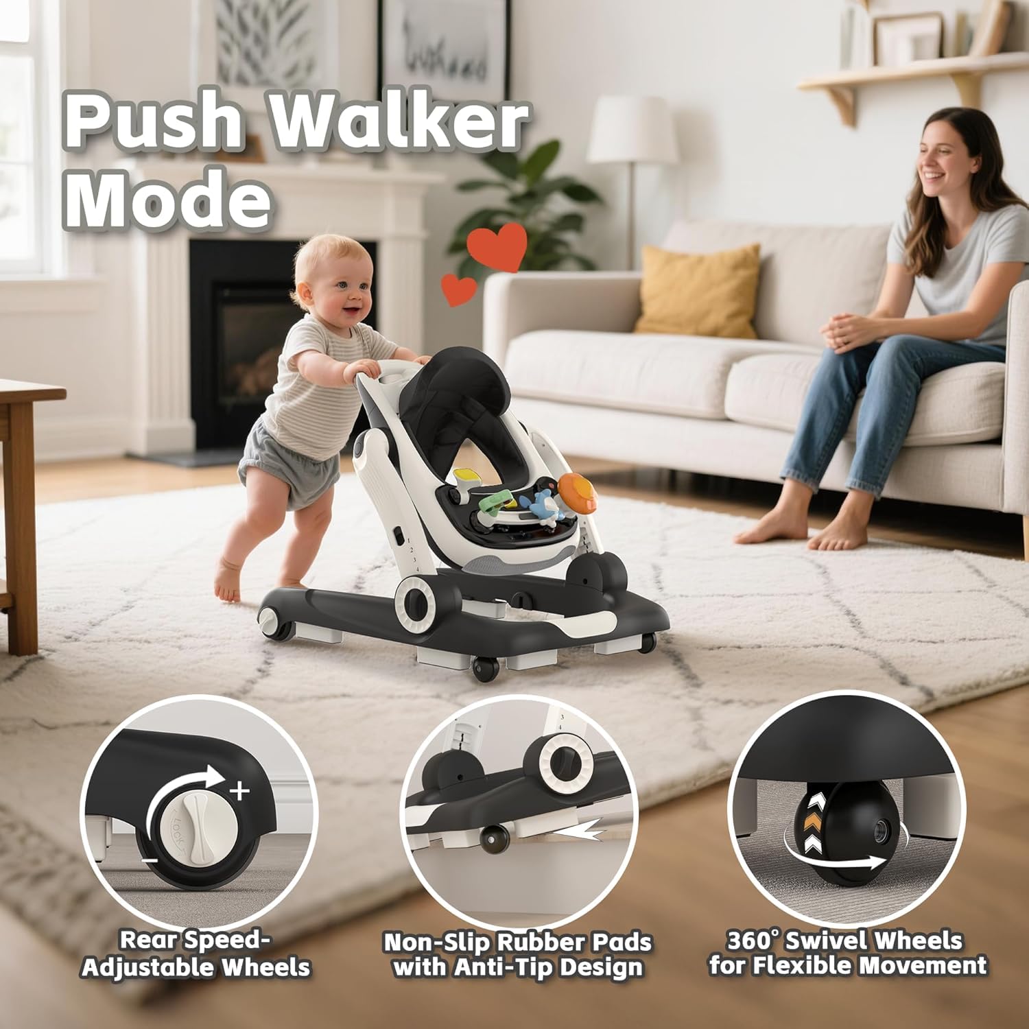 Folded Haweek baby walker for compact storage