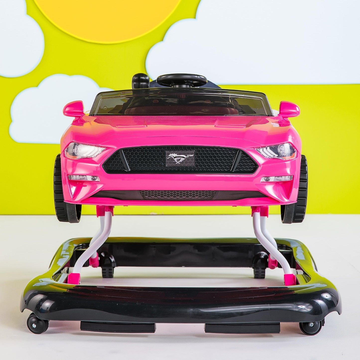 Child playing with Ford Mustang baby activity center steering wheel