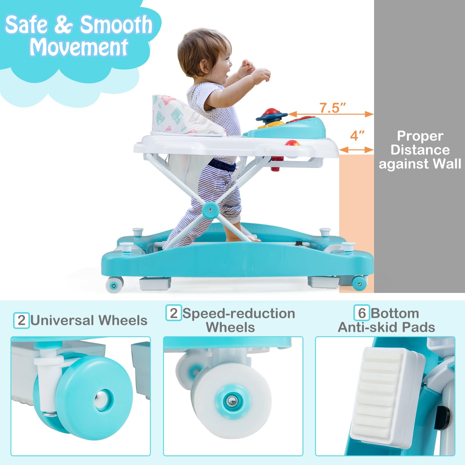 Top view of Honey Joy baby walker music and light tray