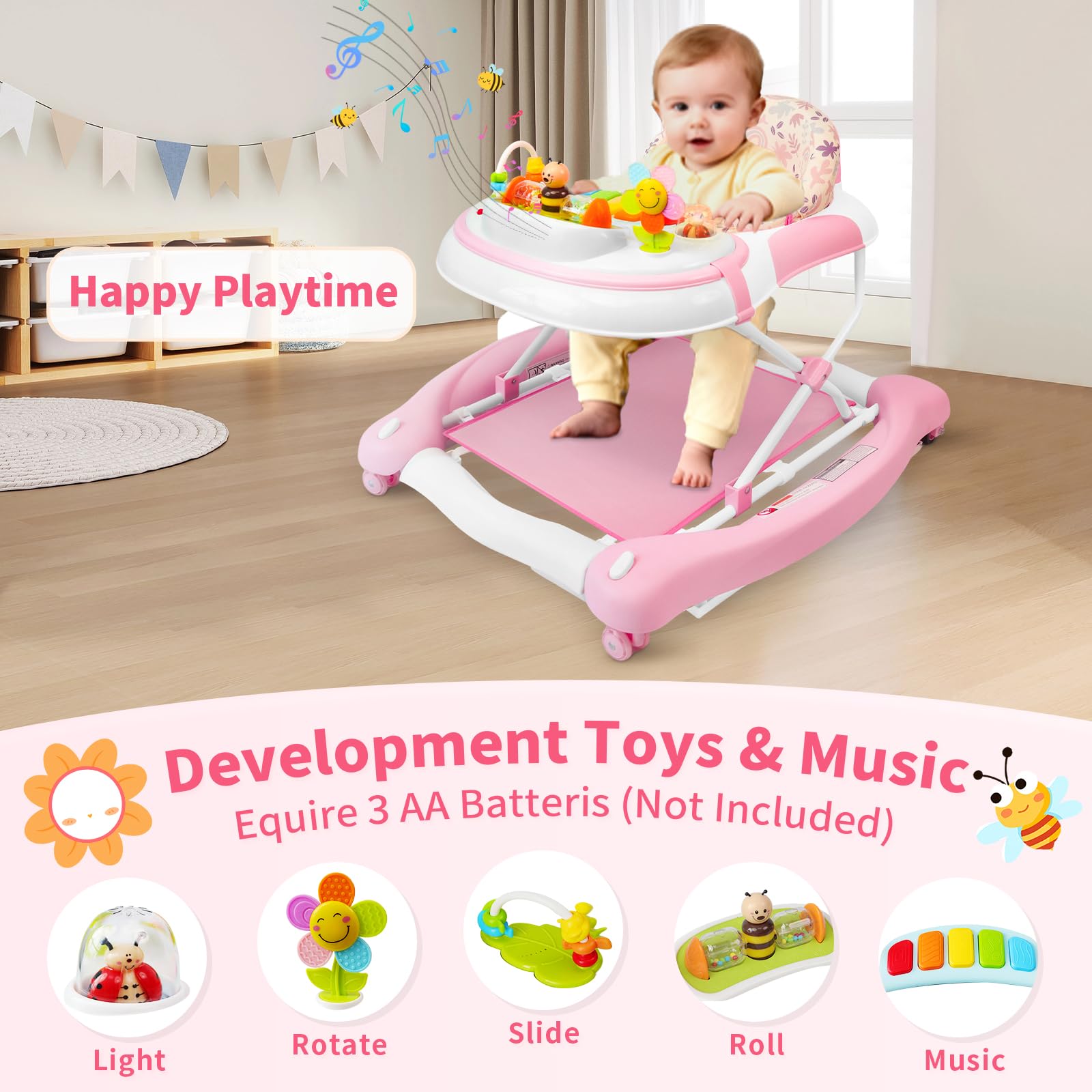 Lerrutue infant activity center with pink flower seat