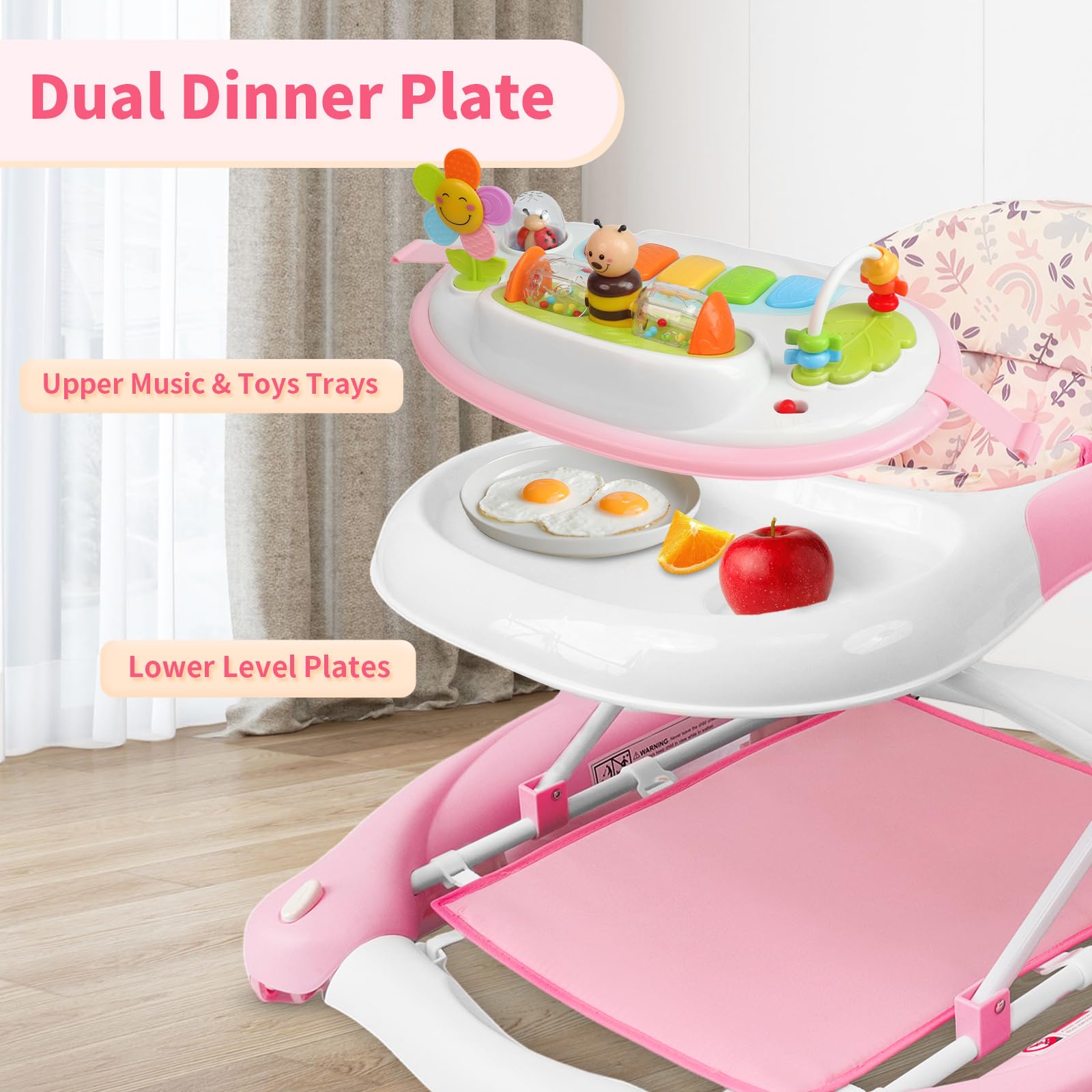 Adjustable height feature on Lerrutue baby walker