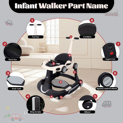 Lerrutue portable baby walker in folded position for storage