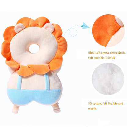 Side profile of white lion baby safety walking backpack