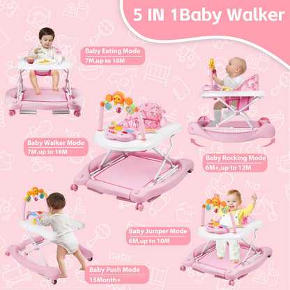Foldable baby walker with music and interactive toys