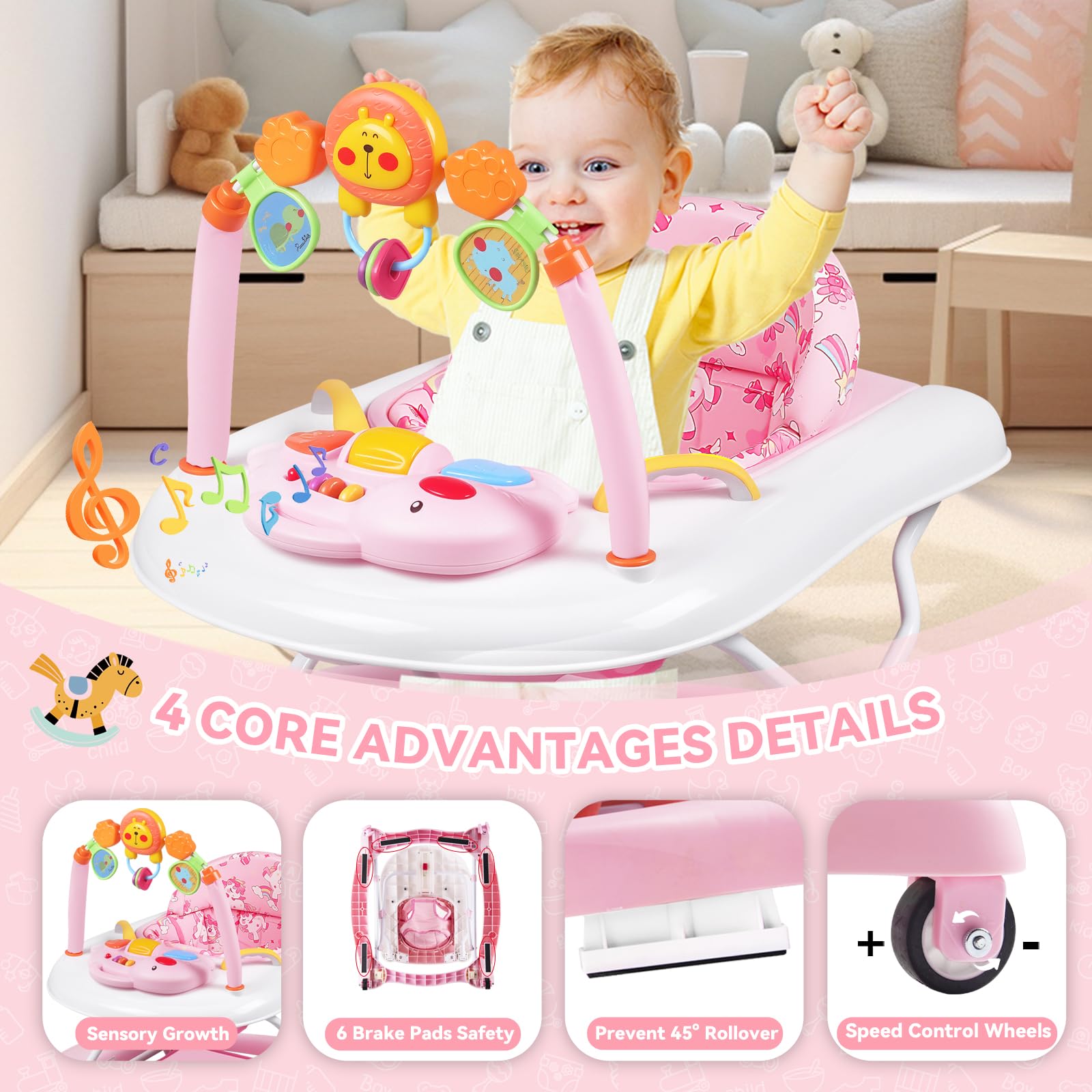Boyro Baby walker height adjustment mechanism detail