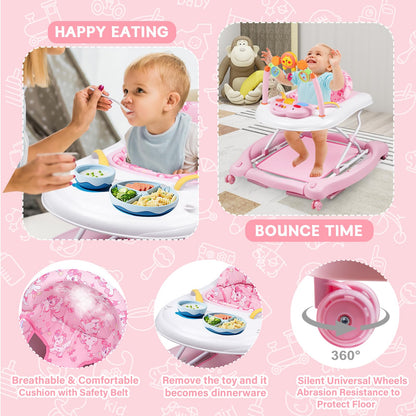 Infant walker with bouncer mode and soft seat
