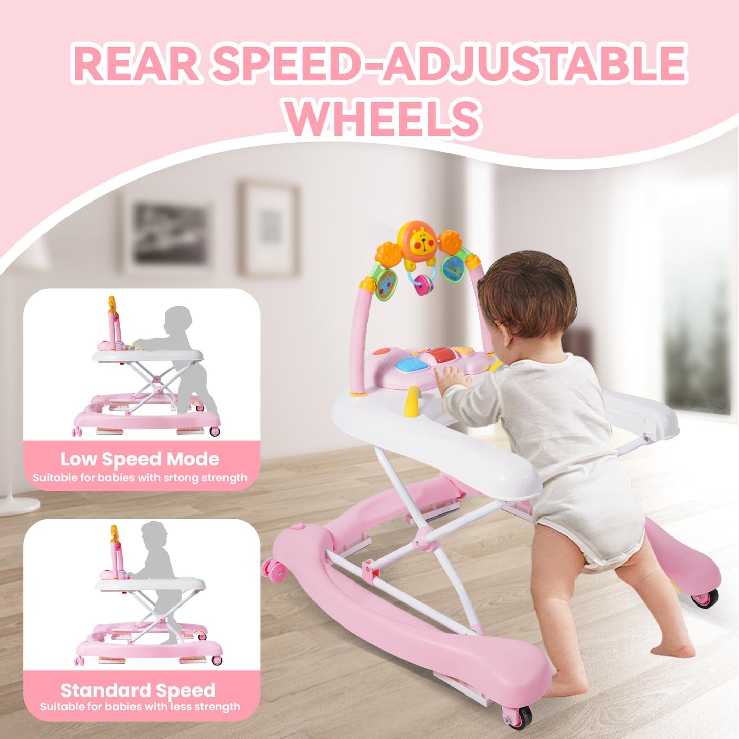 Removable feeding tray on Boyro baby activity walker