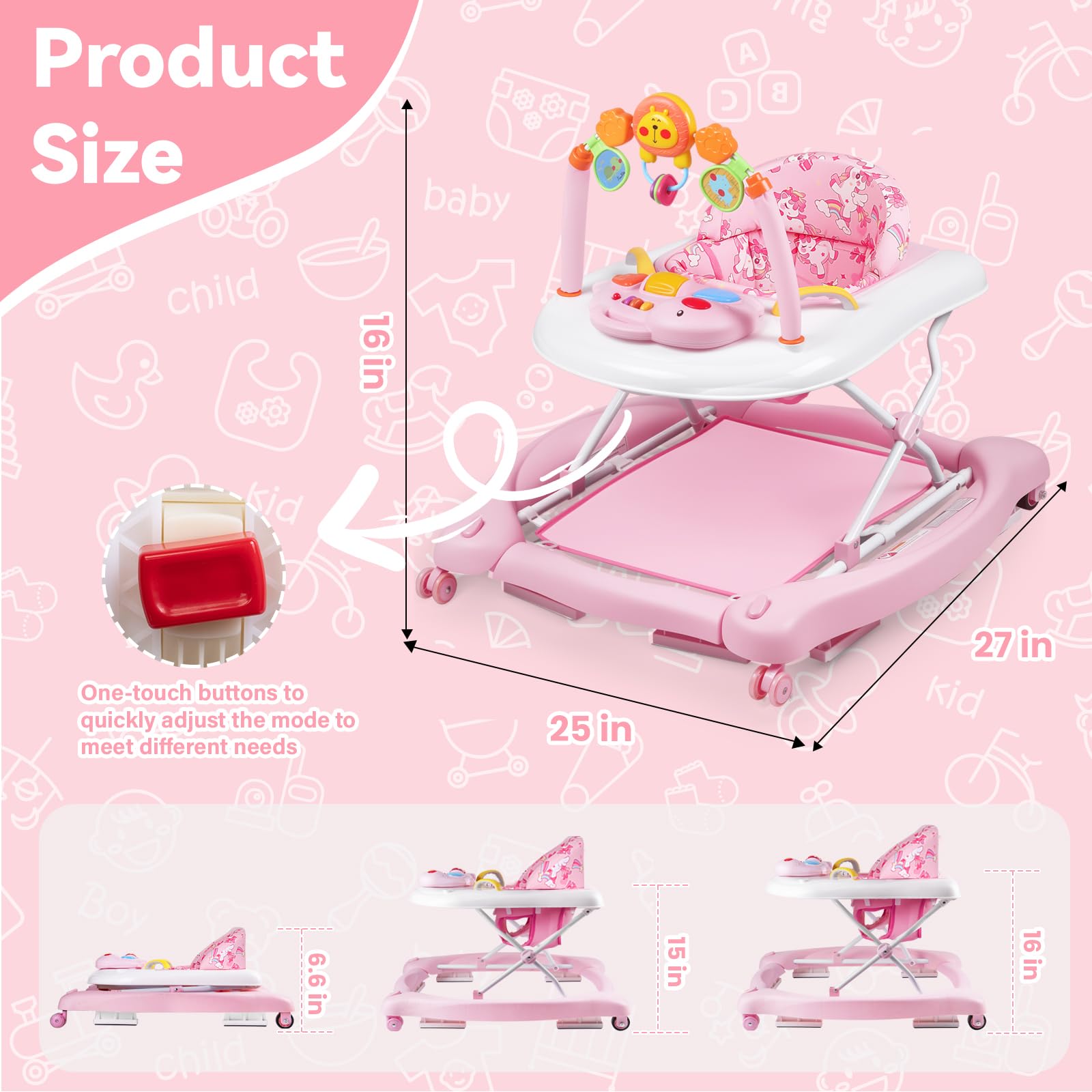 Boyro Baby 5-in-1 activity walker for boys and girls