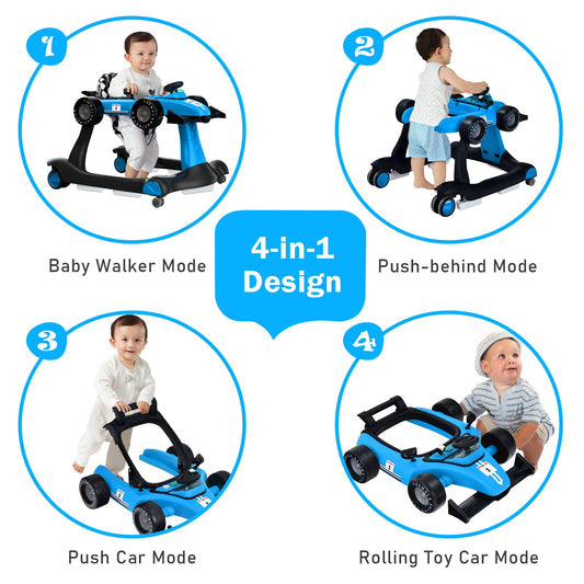 Baby Joy 4-in-1 baby walker showing interactive steering wheel tray